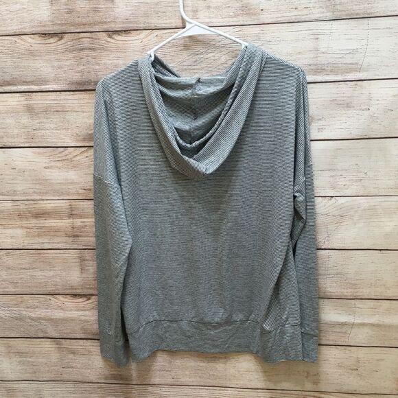 SKECHERS GODRI HOODED TOP IN GRAY HARMONY STRIPE - Picture 2 of 3